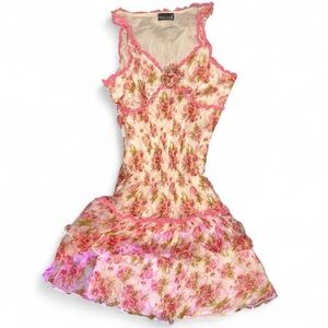 Vintage Y2K pink floral babydoll dress